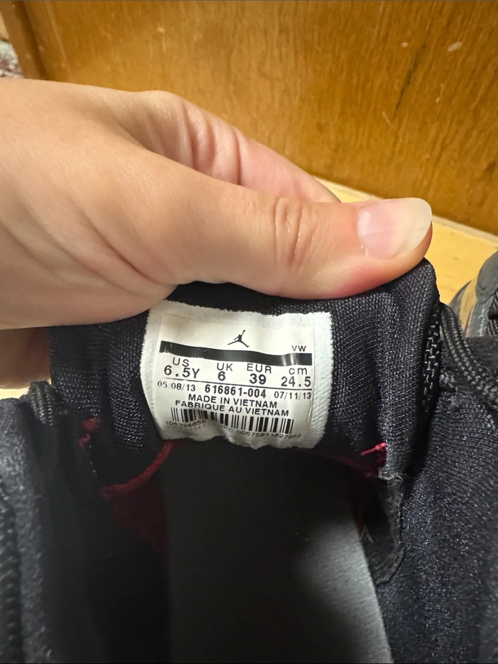 Jordan Kids Black and Red Low-Top Sneakers